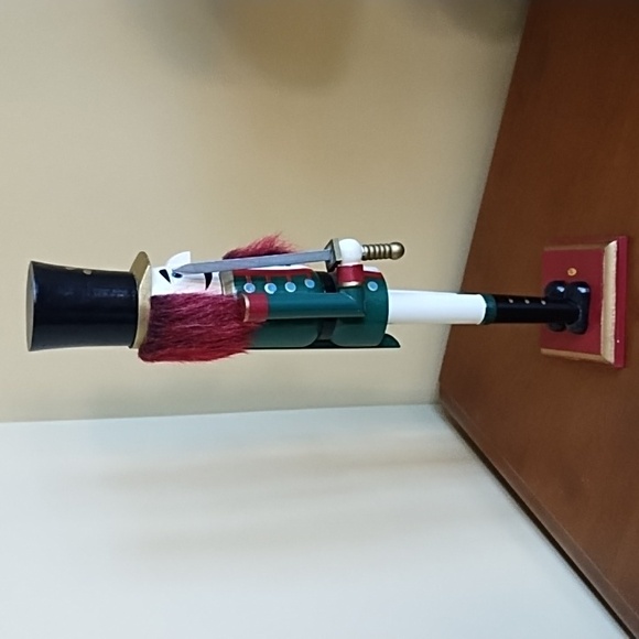 Wood Nutcracker Soldier Sword 20 Inches Tall Painted Red Green Black Gold White - Picture 4 of 8